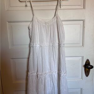 LOFT Ivory Floral Textured Dress